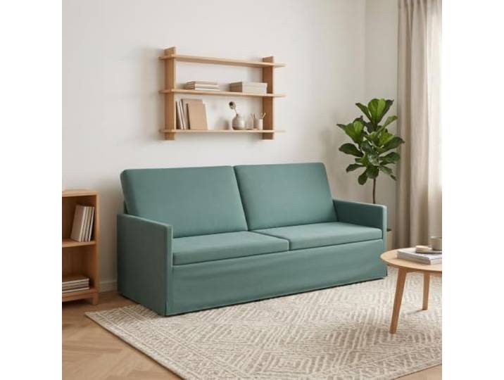 3-Sitzer Sofa Meergrün 190 x 81 x 82 cm Samt Metallrahmen,Samtoberfläche,Kissenrücken,eckige Form,einfacher Zusammenbau,Wohnzimmer
