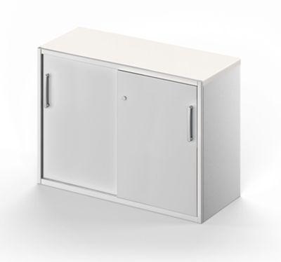 Schäfer Shop Genius Beistellschrank TETRIS SOLID, 2 OH, in Schreibtischhöhe, B 1000 mm, 25 mm Abdeckplatte, weiß