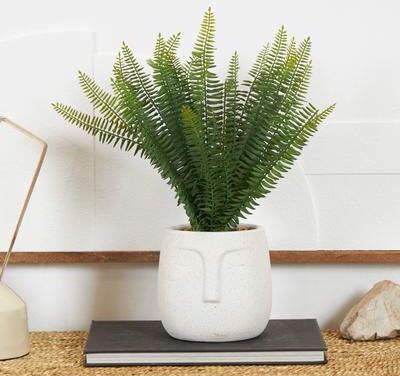 Studio 350 Green Faux Foliage Artificial Plant with White Ceramic Pot