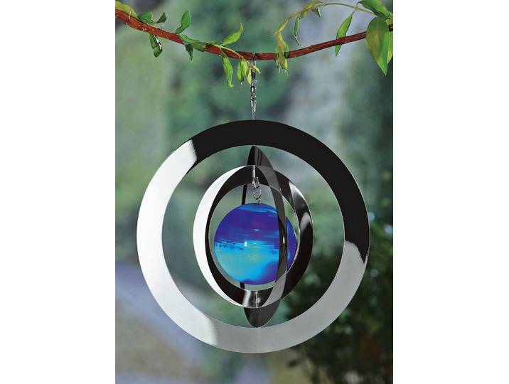 Solar-Windspiel Saturn, Silber-Blau