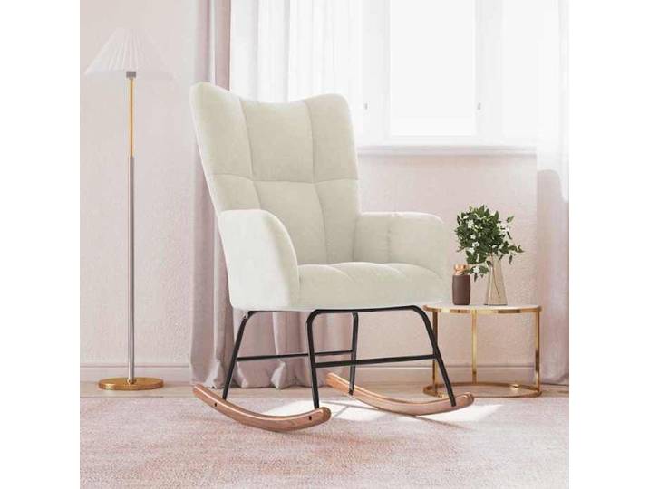 Printemps/été 2025  Chaise à bascule fauteuil bascule Blanc crème Velours - 61x78x98 cm LV3462