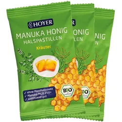 3er-Pack Bio-Manuka-Honig Halspastillen Kräuter