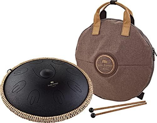 Octave Stahlzungentrommel in Schwarz, D-Kurd - Basston und 8 oktavierte Töne, 440 Hz, Durchmesser 15,7 Zoll, 40 x 40 x 16,3 cm, mit Tasche und 2 Schlägeln, Edelstahl