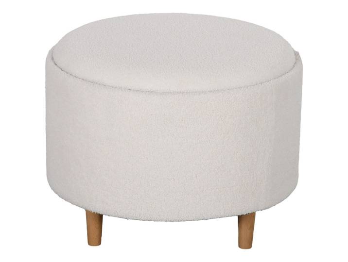 Homcom Sitzhocker Ottomane mit Stauraum Runder Polsterhocker mit Klappdeckel, Weiß, Eichenholz, Echtholz,Eiche, rund, 56x42x56 cm, Wohnzimmer, Sessel, Hocker, Sitzhocker