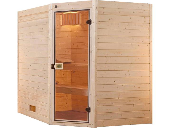 Sauna WEKA Valida , beige (natur), Saunaofen, integrierte Steuerung, 9 kW, Saunen, Sauna, 9 kW-Ofen mit integrierter Steuerung