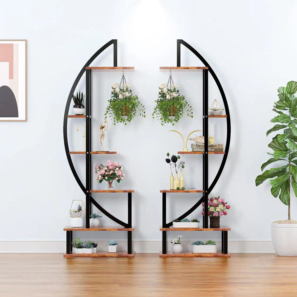 Borough Wharf Selevae Plant Stand 6 Tier Set of 2 Brown;Black 146cm H X 60cm L X 9.5cm D