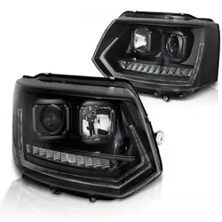 Tagfahrlicht Scheinwerfer passend für VW T5 GP (Facelift) 10-15 schwarz dyn LED Blinker