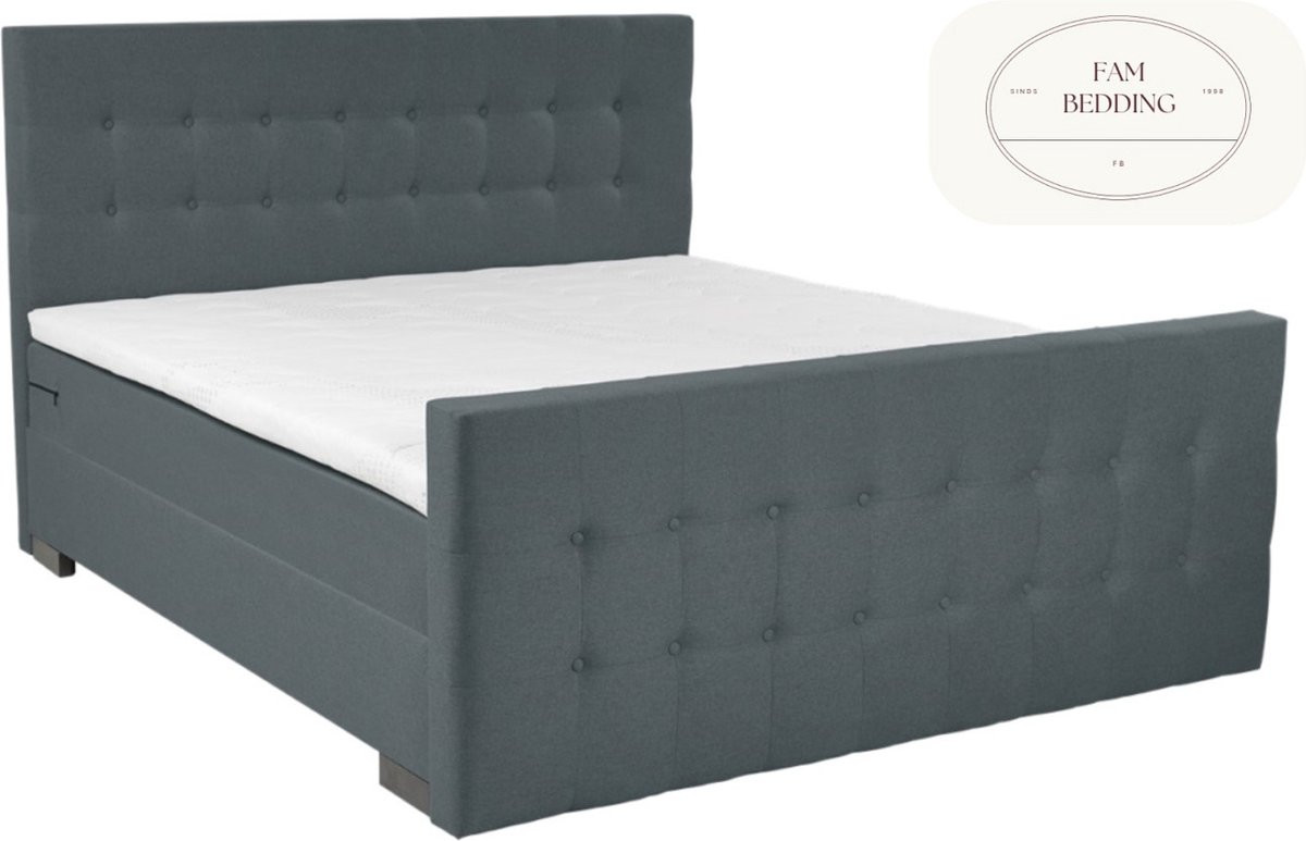 FAM BEDDING 2 Persoons Boxspringset Kelt Antraciet 160x200 cm