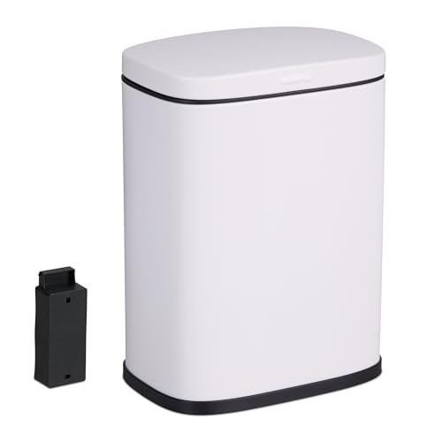 Relaxdays Badkamer prullenbak met softclose, wandmontage, wit, 3 liter