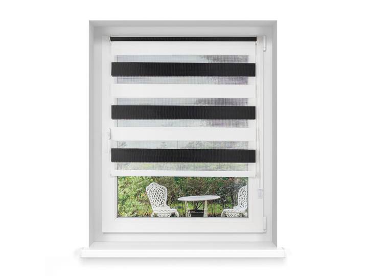 Klemmfix Doppelrollo / Duo Rollo 65x230 cm schwarz/weiss