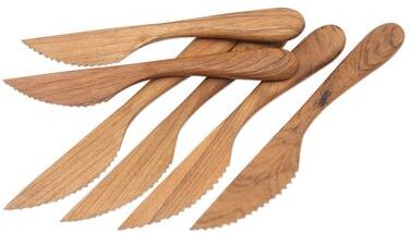 NOVICA Handmade Sharp Set Teak Wood Dinner Knives (Set Of 6)