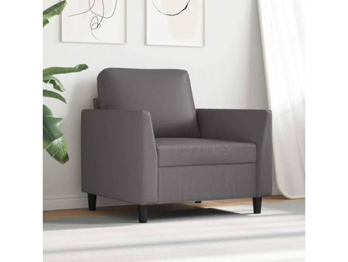 KTHLBRH Grauer Sessel 60 cm aus Kunstleder Modernes Design, Metallrahmen, Schaumstoffpolsterung, max. Belastung 110 kg