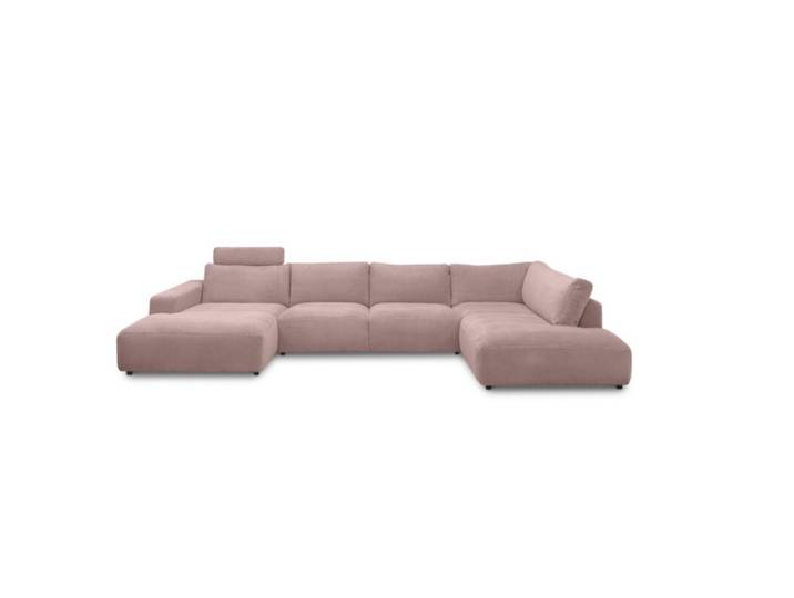 Musterring Lucia Wohnlandschaft mit Bezug in Cord und optionaler Kopfstütze - Cord rosa - ohne Zusatzausstattung - links Modern, Zeitlos