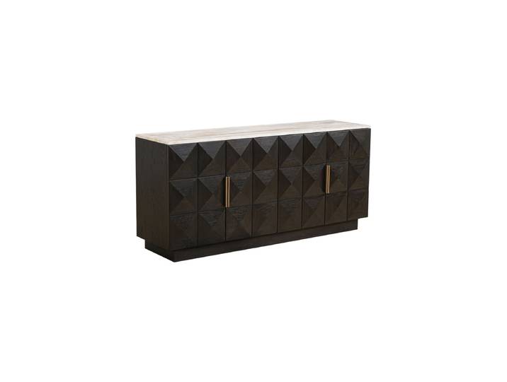 Design Sideboard „Claremont“ mit Marmorplatte, 4-türig Braun Richmond Interiors