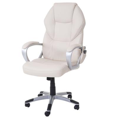 Décoshop26 - Bürostuhl auf Rollen mit Massagefunktion Heizung Drehfunktion in cremefarbenem Synthetikmaterial 04_0001917