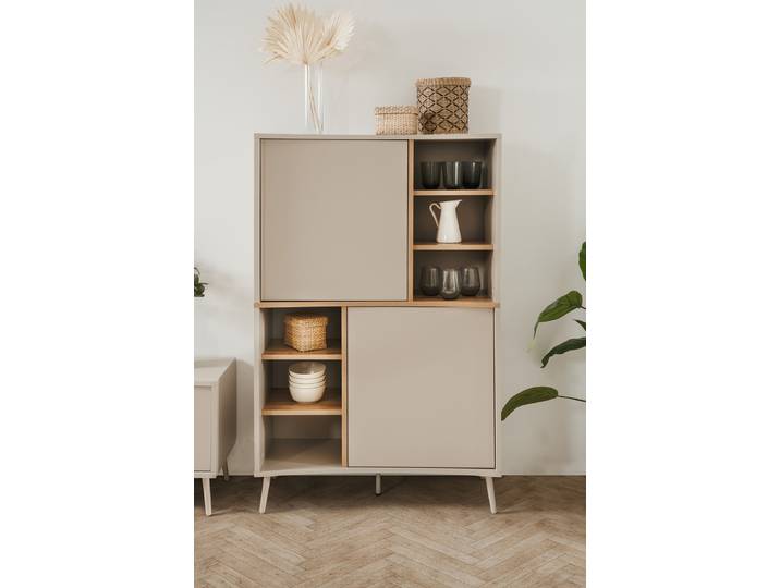 Buffet haut 90 x 140 x 38cm Beige/Marron