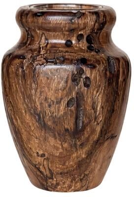 Eangee Home Design Eangee Handcrafted Sunken Wood Bulb Table Vase with Glass Insert, Small Light Finish