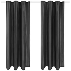 Arsvita 2er Pack Gardine Blickdicht Alessia mit Universalband 140x145cm schwarz
