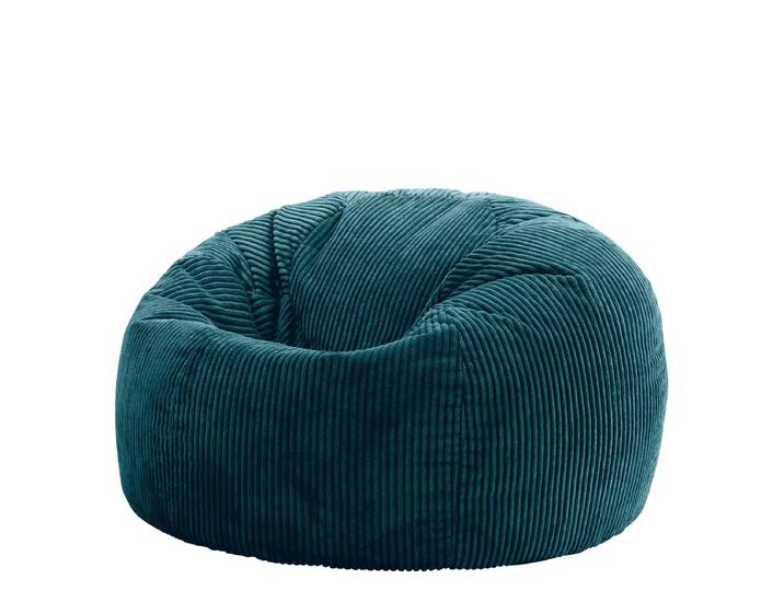 Icon Pouf fauteuil classique velours côtelé Oeko-Tex® - KINGSTON Bleu Canard