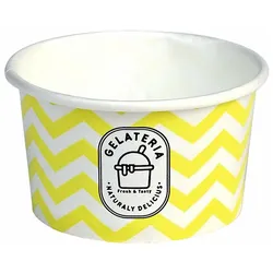 VEPATIM 100x Eisbecher aus Papier Zick Zack Motiv gelb 125 ml 4oz