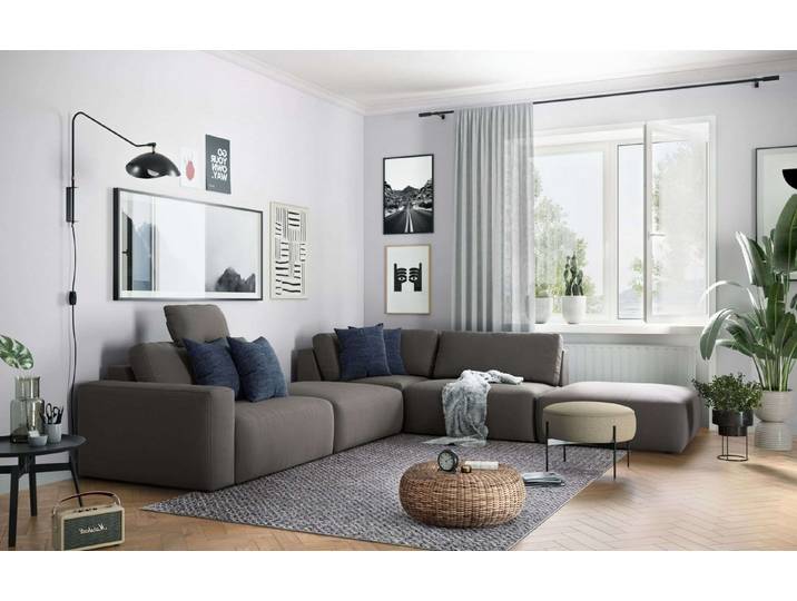 COTTA Ecksofa Lasso, Verstellbare Kopflehnen, frei im Raum stellbar