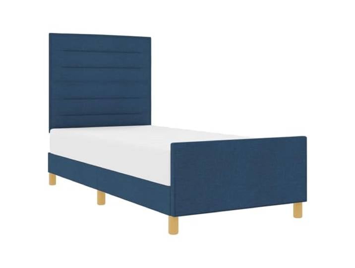 PUGYNBK Bettrahmen, gepolstert, Blau, 90 x 190 cm Minimalistisches Design, Schaumfüllung, Kopfteil und Fuß inklusive, Reinigung mit feuchtem Tuch