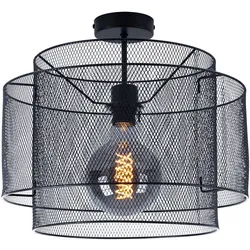 Deckenlampe Deckenleuchte Wohnzimmerlampe Gitteroptik Schwarz Metall D 40 cm