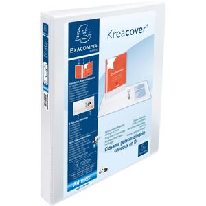 Exacompta Präsentationsringbuch 51822E, A4, 2 Ringe, Ø 30mm, aus PP, weiß, 3 Außentaschen