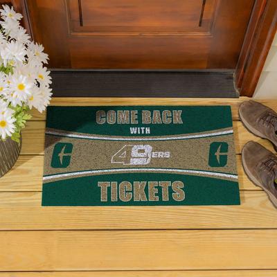 Evergreen "28"" x 16"" PVC Door Mat, Come Back with Tickets, UNC Charlotte - 28"" x 16"""