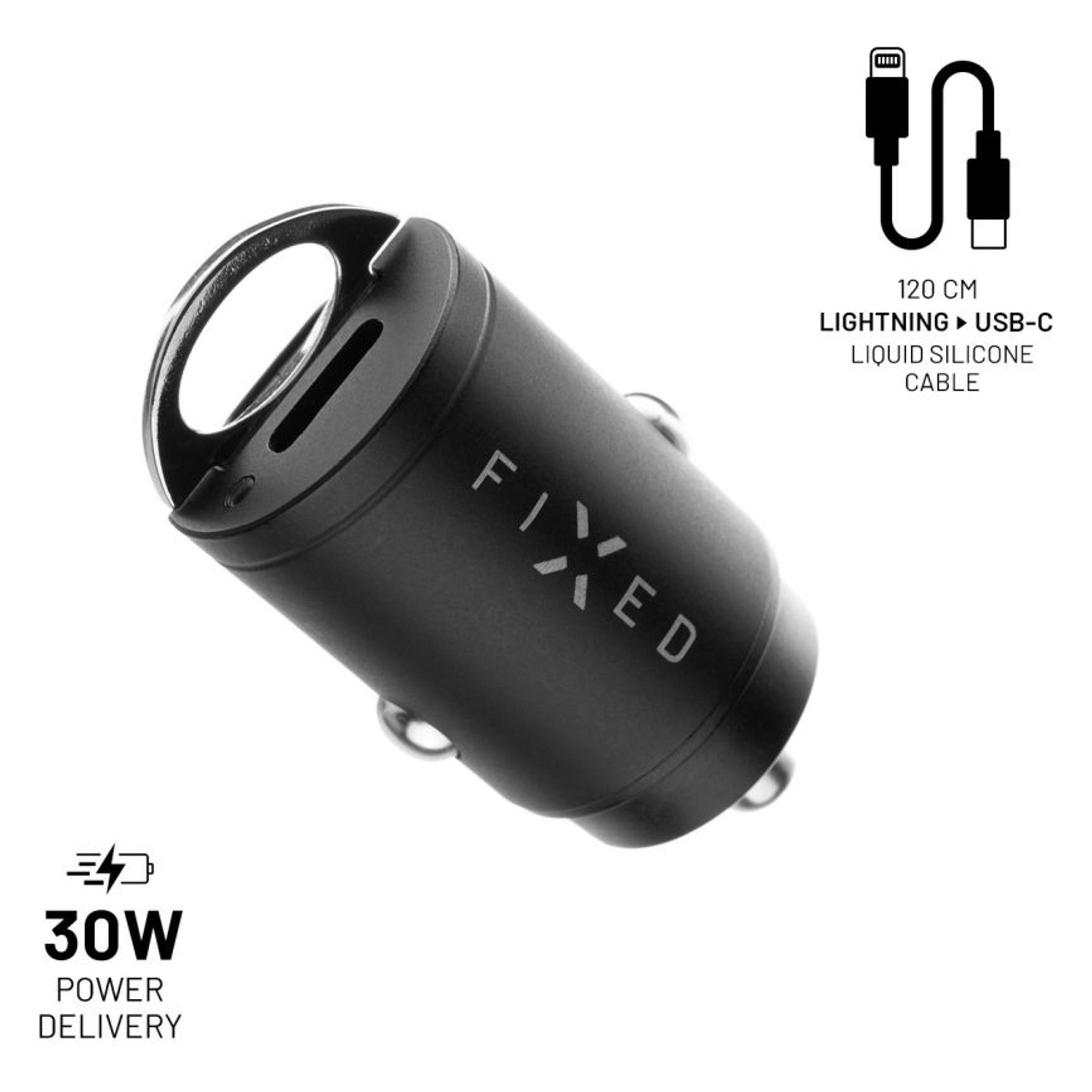 Fixed Duales USB-C-Autoladegerät 30W + USB-C/Lightning-Kabel (FIXCC30M-2CL-BK)