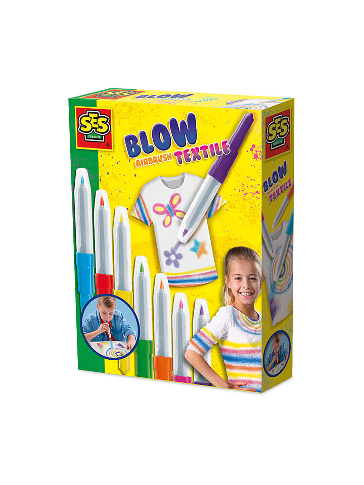SES Blow airbrush Pens "Textil" - 7 Stück - ab 5 Jahren - onesize