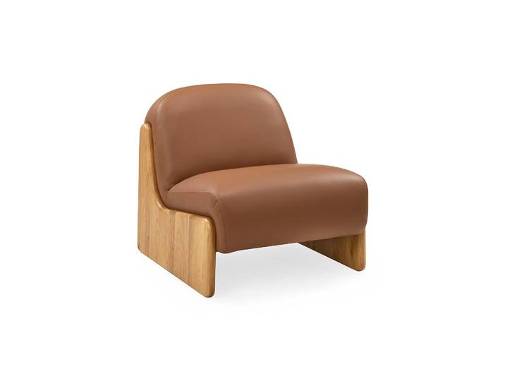 Ledge Loungesessel, Eiche natur Leder cognac