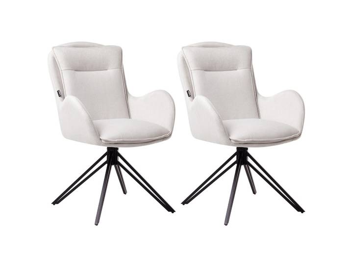 ESSZIMMERSTUHL 2er-Set drehbar Stoff Hellbeige Avelar