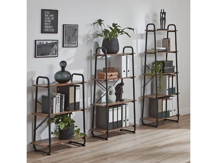 Regal Trescott Böden: Spanplatte, beschichtet Gestell: Metall, lackiert Schwarz/Braun 128cm