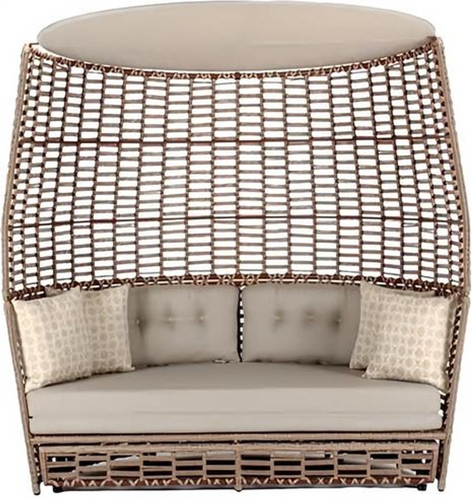 Beige Dreisitzer Garten Sitzmöbel Textil Sofa Edle Terrassen Möbel Hochwertig