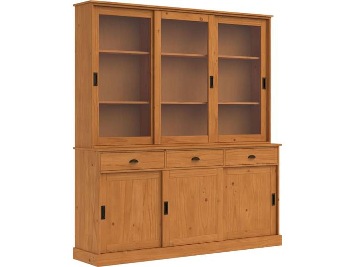 Buffet avec 6 portes et 3 tiroirs en pin