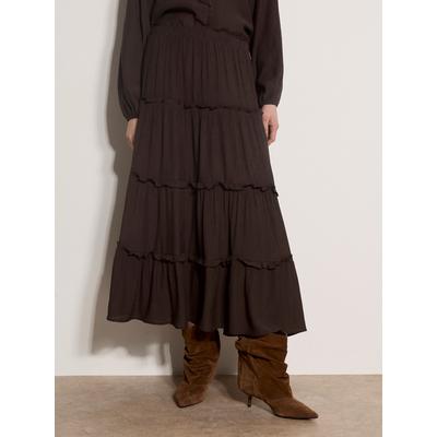 Maxirock APRICOT "Stufenrock in langer Länge", Damen, Gr. S (36), braun, gewebt, Obermaterial: 83% Viskose CV. 17% Nylon NY., uni, Modisch, Röcke Maxirock, mit Rüschen