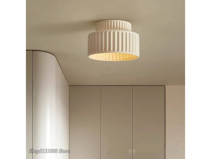 Plafonnier LED crème nordique en résine, luminaire décoratif d'intérieur, idéal pour une chambre à coucher, un couloir, un salon, un bureau ou un Restaurant