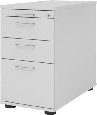 Standcontainer Breno 13336, Utensilien- & Hängeregistraturschub, B 428 x T 800 x H 720-760 mm, Spanplatte, Lichtgrau
