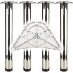 BMB, Tischbeine + Tischgestell, Tischbein-Set Chrom poliert 60 mm Höhe 870 mm Platten-Befestigung