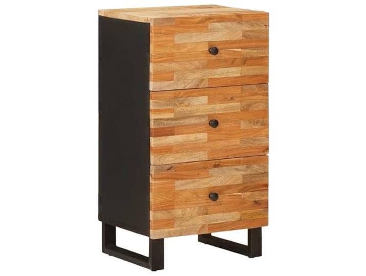 GHVBNMF Seitenschrank Braun 40 x 33 x 75 cm Massivholz Mango Schubladenkommode fürs Wohnzimmer oder Schlafzimmer mit schwarzen Beinen für ordentliche Ordnung.