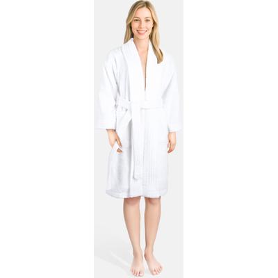 Damenbademantel HAMMETEX "Ren, 100% Baumwolle" Gr. M, weiß, L:100cm, Baumwolle, Hausmäntel, 380 g/m² Frottee Bademantel mit Taschen – Saugfähig & Weich