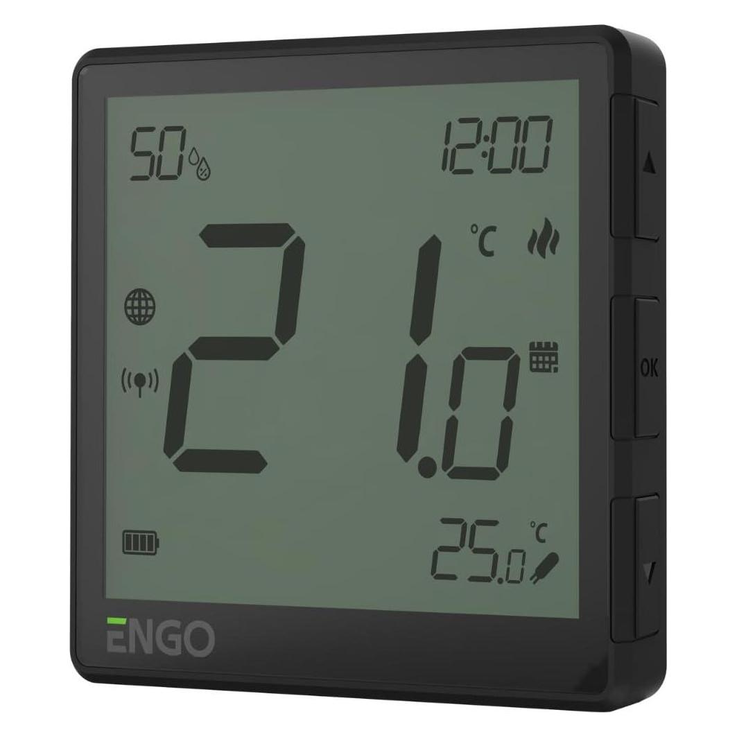 Engo natynkowy, alumulatorowy, internetowy regulator temperatury ZigBee, czarny EONEBATB (49019593)