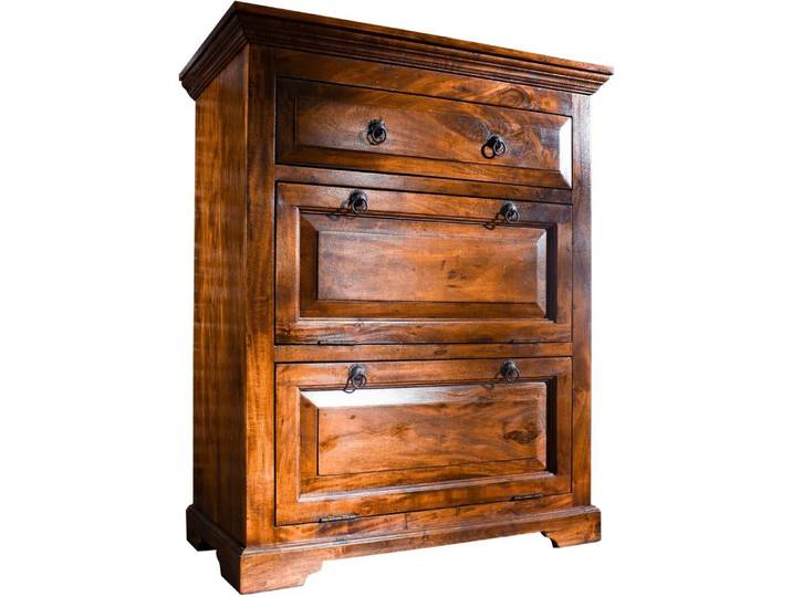 MASSIVMOEBEL24 Commode 80x45 Acacia laqué Miel OXFORD #0904