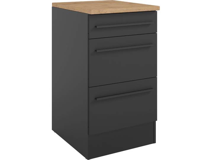 Unterschrank BASIC BY BALCULINA Jazz B/T/H 50x60x90 cm , schwarz (schwarz matt), B:50cm H:90cm T:60cm, Holzwerkstoff, Schränke, Unterschrank, Breite 50cm, Melaminbeschichtung