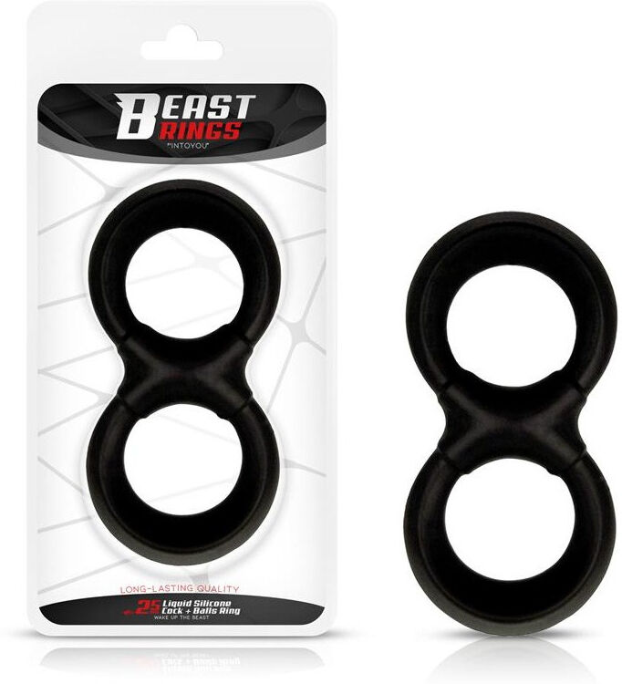 BEAST RINGS Anneau double en silicone liquide pour pénis et testicules 25 mm