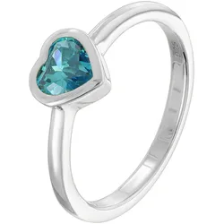 trendor 31064-04 Damenring mit blauem Herz-Zirkonia 925 Silber, 52/16,6