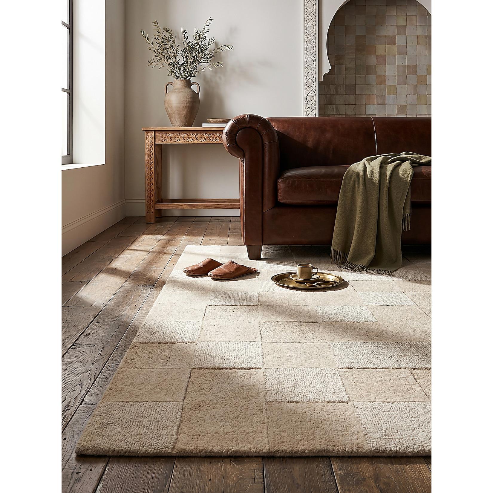 Wollteppich kariert Natur 160 x 230 cm - DEBEN Kadima Design
