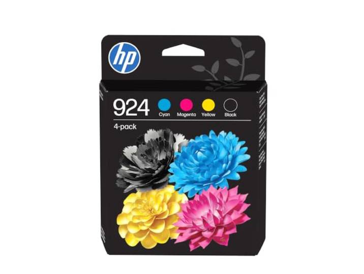 HP 924 Noir\, Cyan\, Jaune et Magenta\, 4 Cartouches Encre Originales Compatible avec OfficeJet Pro série 8120 et 8130\, 400 pages (6C3Z1NE)