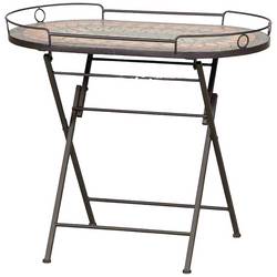 Siena Garden 380831 Prato Serviertisch Gestell Stahl schwarz matt, Fläche Keramik mehrfarbig, praktisch zusammenklappbar